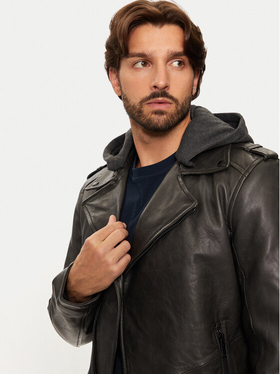 Mustang Mustang Lederjacke 310-23-167 Schwarz Regular Fit