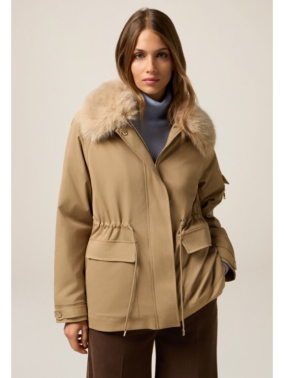 Oltre Oltre Cappotto 8155J000225N002 Écru Flare Fit