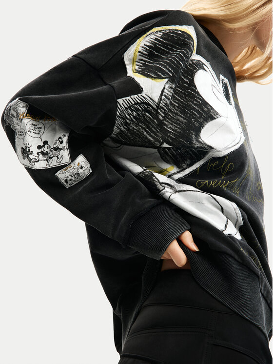 Desigual Desigual Bluza Kiss Mickey 26SWSK08 Czarny Relaxed Fit