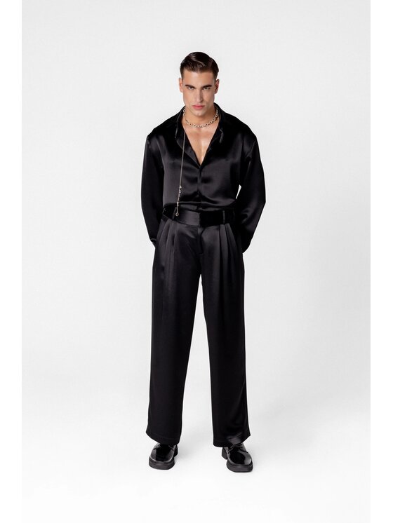 LE POSSÉ LE POSSÉ Pantaloni di tessuto MHWST Nero Regular Fit