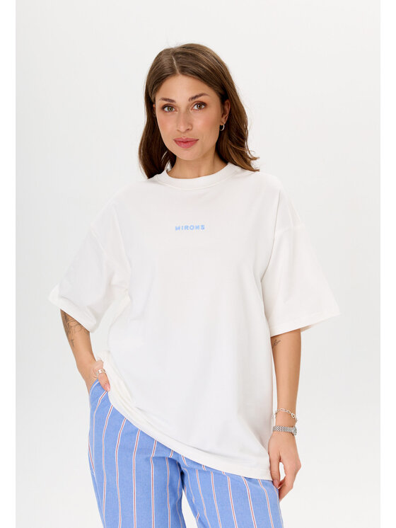 Mirons Mirons T-Shirt Print Biały Oversize