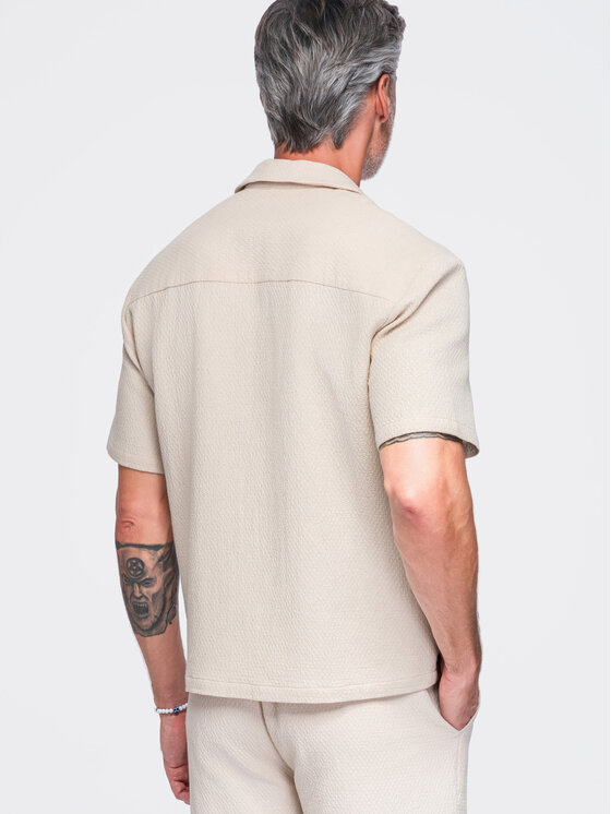 Ombre Ombre Koszula OM-SHSS-0220 Biały Boxy Fit