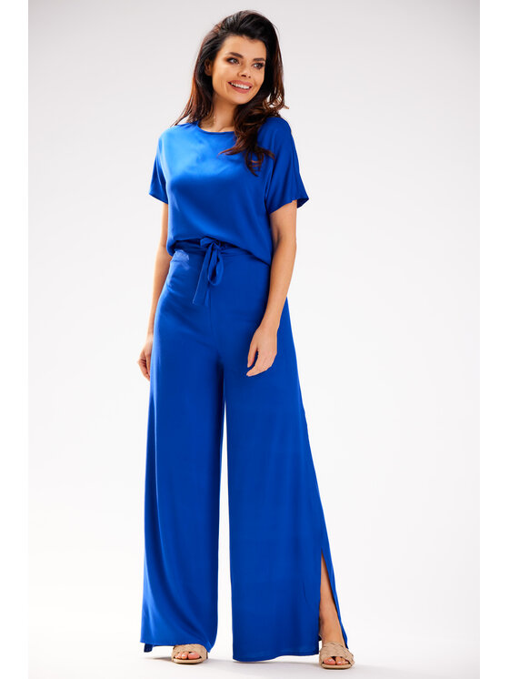 Awama Awama Spodnie damskie A589 Niebieski Basic Fit