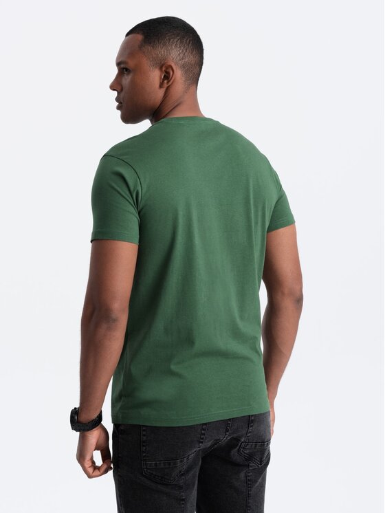 Ombre Ombre T-Shirt OM-TSPT-0193 Zielony Regular Fit