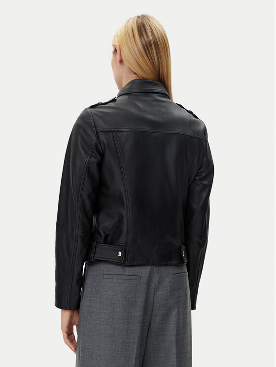 BOSS BOSS Bőrkabát C_Sameli 50510964 Fekete Regular Fit