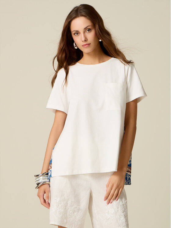 Oltre Oltre T-shirt G072J004614N0S1 Bianco Over Fit