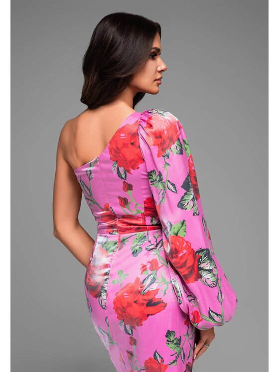 Ombre Ombre Sukienka koktajlowa LA-OM-DLR061 Różowy Regular Fit