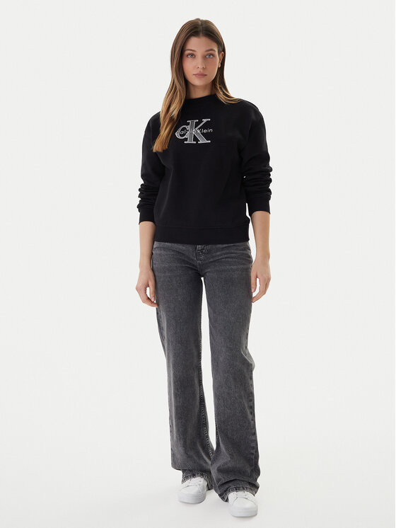 Calvin Klein Jeans Calvin Klein Jeans Bluza Foil Monologo LV047E825G Czarny Regular Fit