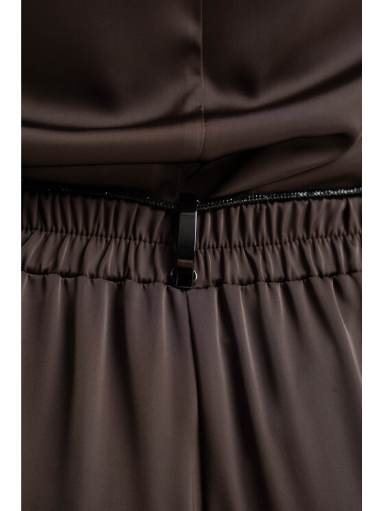 CLICK CLICK Kalhoty z materiálu 30-463 Hnědá Loose Fit