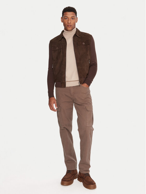 Milestone Milestone Кожено яке MSRayan 531624 60700 Кафяв Regular Fit
