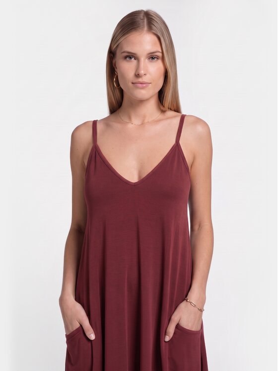 BASICLO BASICLO Sukienka codzienna W-2219-143 Bordowy Oversize