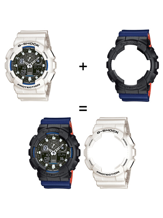 Casio Casio Zegarek SET GA-100B-7AER + BEZEL 10358741 + PASEK 10527467 Niebieski