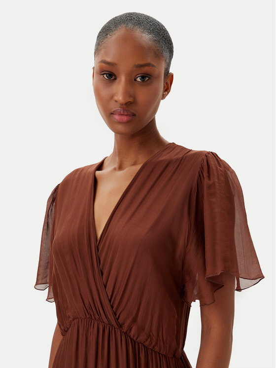 Haveone Haveone Poletna obleka AFF-N006 Rjava Loose Fit