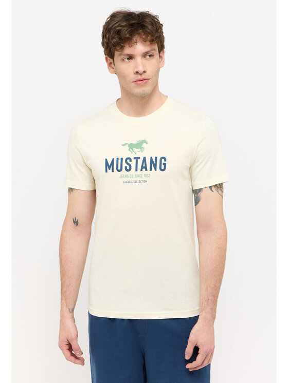 Mustang Mustang T-Shirt AUSTIN Beżowy Regular Fit
