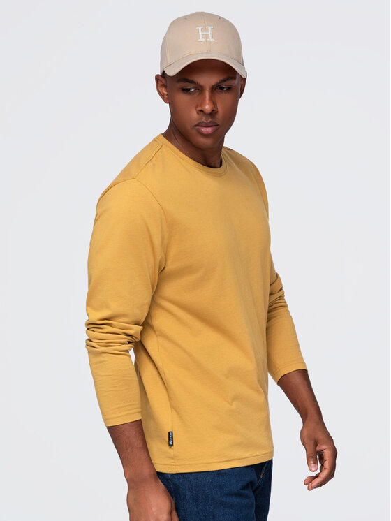 Ombre Ombre Longsleeve OM-LSBL-0142 Żółty Regular Fit