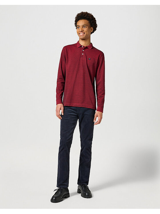 Wrangler Wrangler T-shirt LS REFINED POLO Rosso Regular Fit