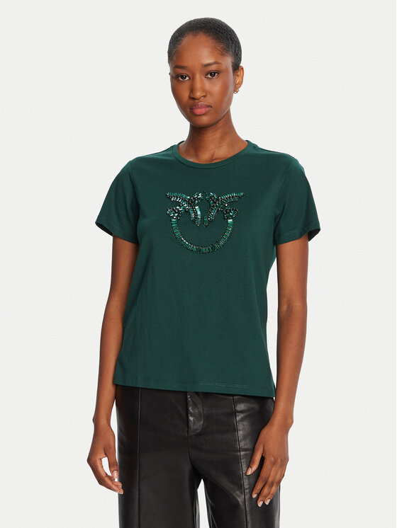 PINKO PINKO Тишърт Quentin 100535 A2RN Зелен Regular Fit