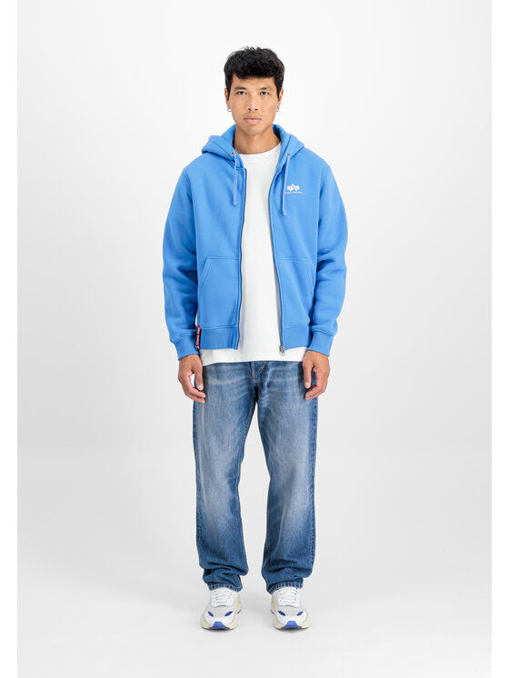Alpha Industries Alpha Industries Bluza Basic Small Logo Zip Hoodie Niebieski Regular Fit