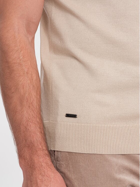 Ombre Ombre Polo OM-POSS-0118 Beżowy Regular Fit