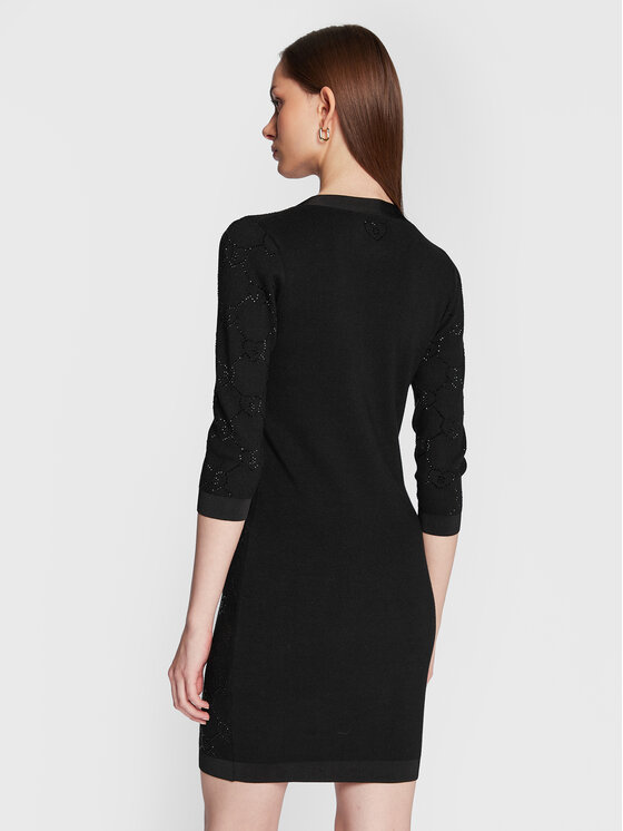 Blugirl Blumarine Blugirl Blumarine Sukienka dzianinowa RA3105-MA18F Czarny Slim Fit