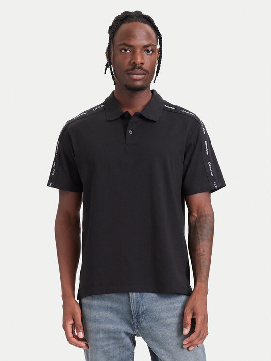 Calvin Klein Jeans Calvin Klein Jeans Тениска с яка и копчета LV04RH202G Черен Regular Fit