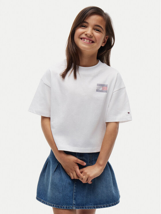 Tommy Hilfiger Tricou KG0KG09465 Alb Regular Fit