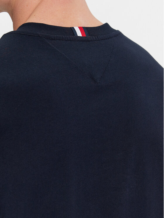 Tommy Hilfiger Tommy Hilfiger Tričko Box Flag Logo Tee MW0MW33690 Tmavomodrá Regular Fit