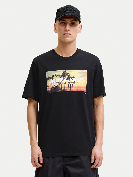 Jack & Jones Tricou Indiana Tee 12288112 Negru Regular Fit