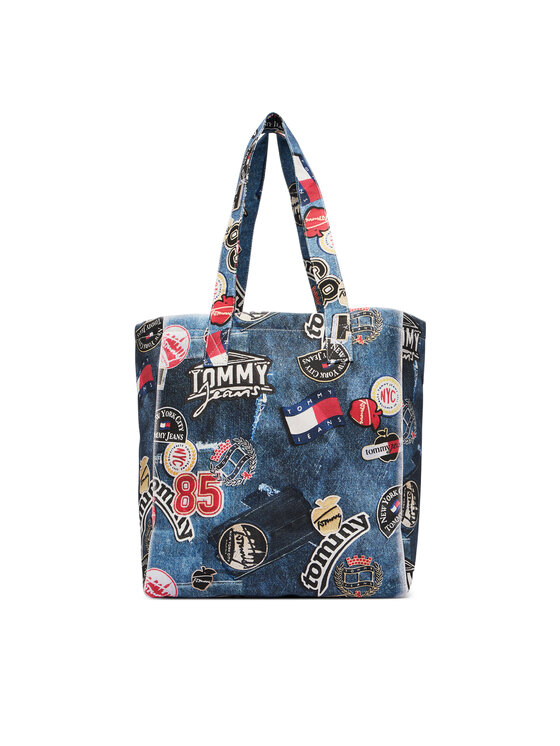 Tommy Jeans Tommy Jeans Ročna torba Tjw Bodega Trompe L'Oeil Tote AW0AW19304 Mornarsko modra
