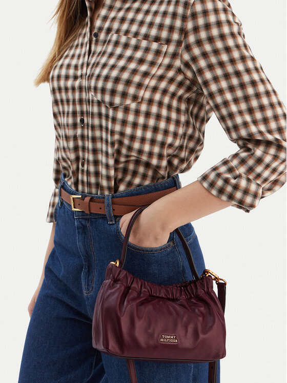 Tommy Hilfiger Tommy Hilfiger Soma Soft Leather Mini Crossover AW0AW18306 Bordo