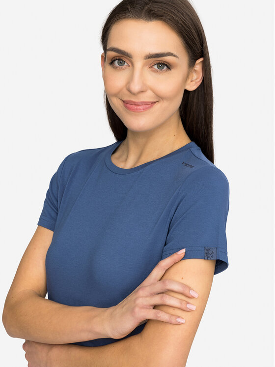 Viking Viking T-Shirt Lenta Bamboo Light Lady Granatowy Regular Fit