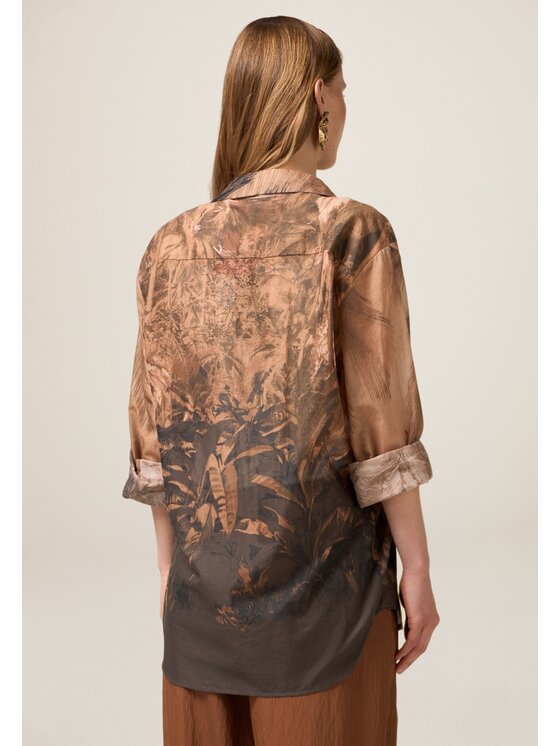 Oltre Oltre Koszula 5025J000804N0R2 Brązowy Regular Fit