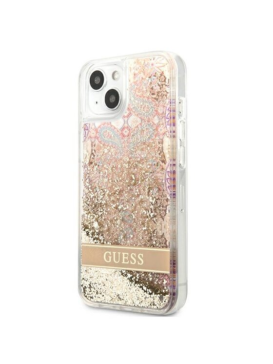 Guess Guess Etui na telefon Liquid Glitter Paisley Złoty