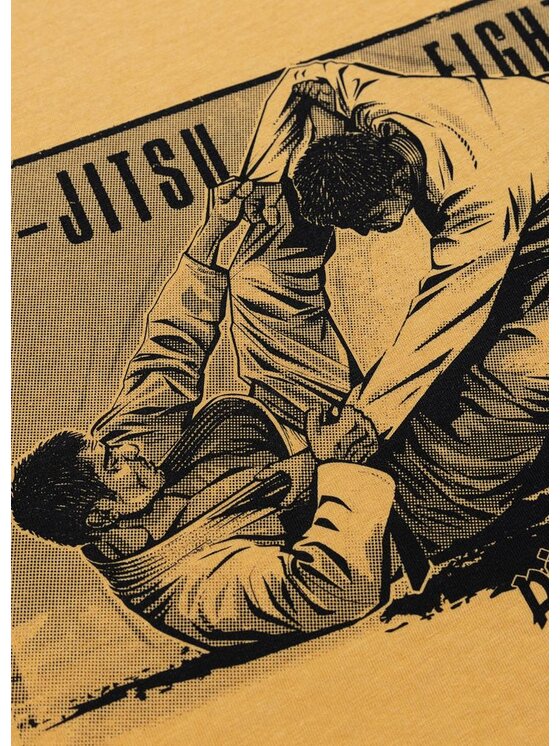 PITBULL PITBULL T-Shirt JIU-JITSU FIGHT DVSN Żółty Regular Fit