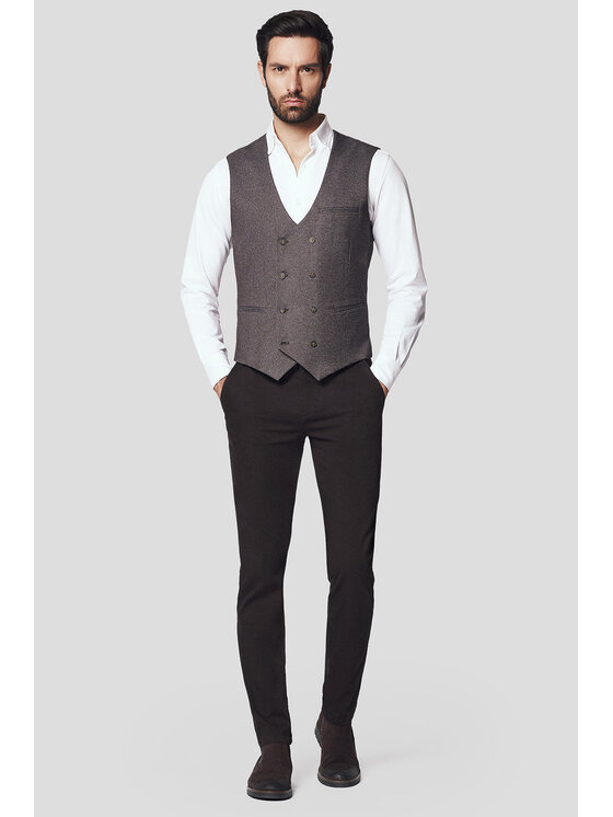 Lancerto Lancerto Kamizelka Lucera KA131224000006 Brązowy Slim Fit