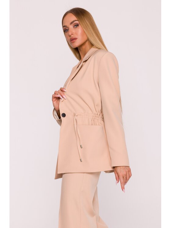 Made of Emotion Made of Emotion Marynarka M873 Beżowy Modern Slim Fit