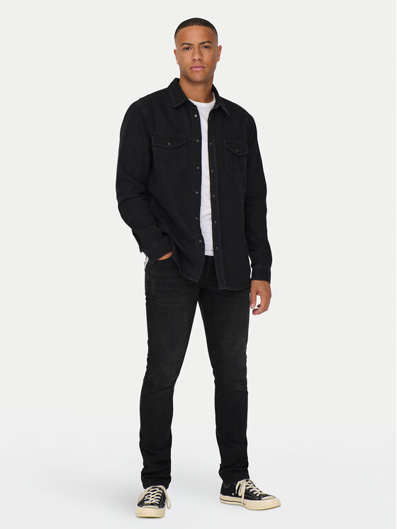 Only & Sons Only & Sons traper košulja Bane 22023247 Siva Regular Fit