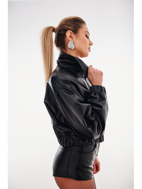 Mimika Mimika Kurtka skórzana Rumor bomber n^4 Czarny Oversize