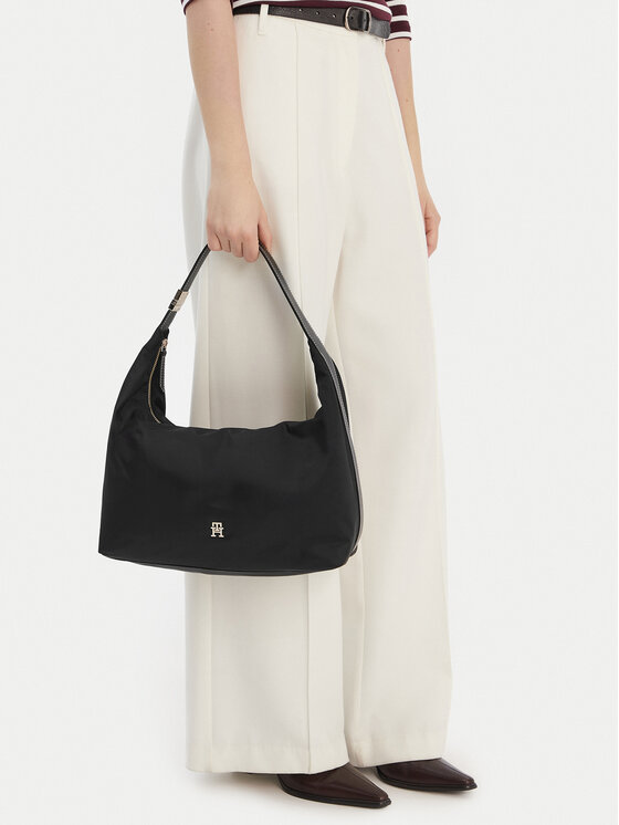 Tommy Hilfiger Tommy Hilfiger Handtasche Th Go Hobo Nylon AW0AW18229 Schwarz