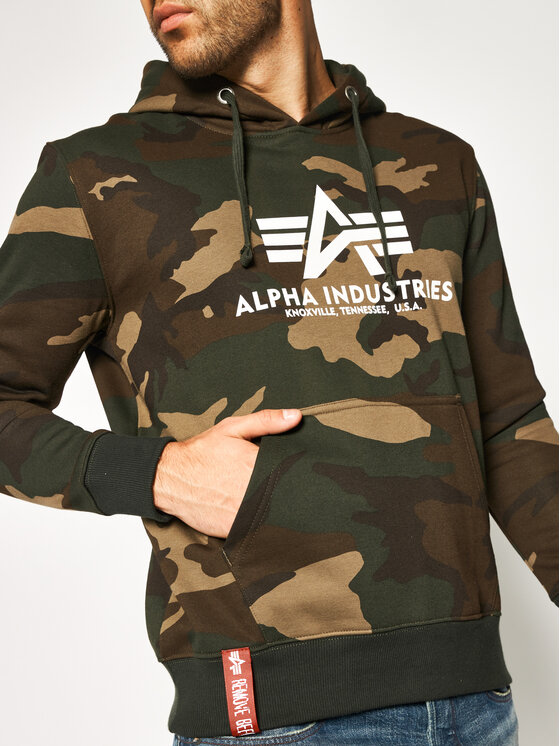 Alpha Industries Alpha Industries Džemperis ar kapuci Basic 178312C Zaļš Regular Fit