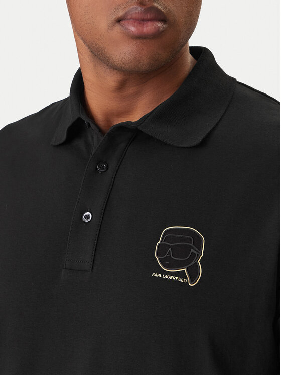 KARL LAGERFELD KARL LAGERFELD Тениска с яка и копчета 745025 561235 Черен Regular Fit