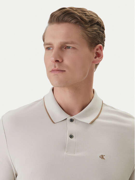 Calvin Klein Calvin Klein Polo marškinėliai LV04LC239G Écru Regular Fit