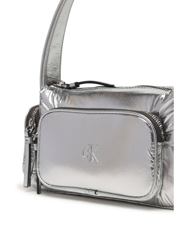Calvin Klein Calvin Klein Τσάντα Pocket Silver Nylon Small Bag LV04F3443G Ασημί