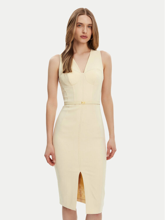 Elisabetta Franchi Elisabetta Franchi Rochie cocktail AB-706-51E2-DC7 Galben Slim Fit