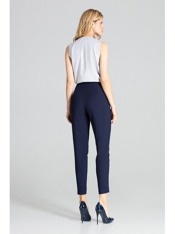 FIGL FIGL Spodnie damskie M676 Granatowy Regular Fit
