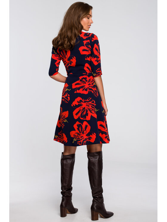 Stylove Stylove Koktejlové šaty S247 Tmavomodrá Regular Fit