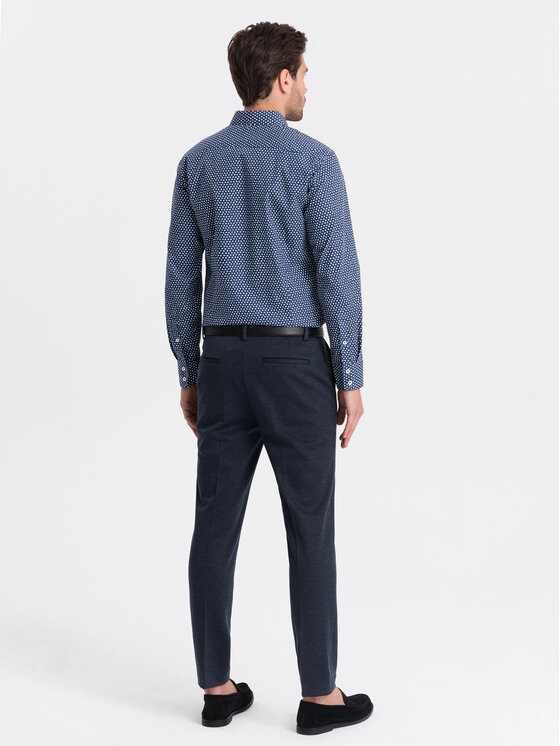 Ombre Ombre Košile OM-SHCS-0140 Tmavomodrá Slim Fit