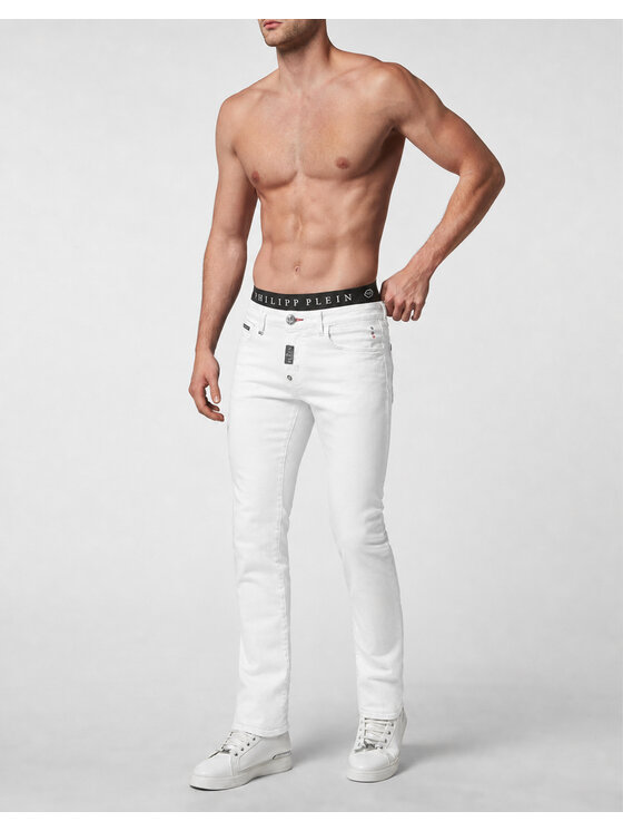 PHILIPP PLEIN PHILIPP PLEIN Jeansy 31788 Biały Straight Fit