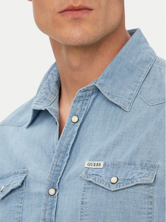 Guess Guess Košile 183286 Modrá Classic Fit