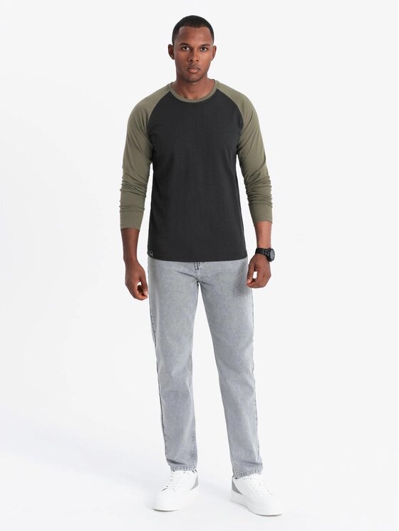 Ombre Ombre Longsleeve OM-LSCL-0105 Czarny Regular Fit